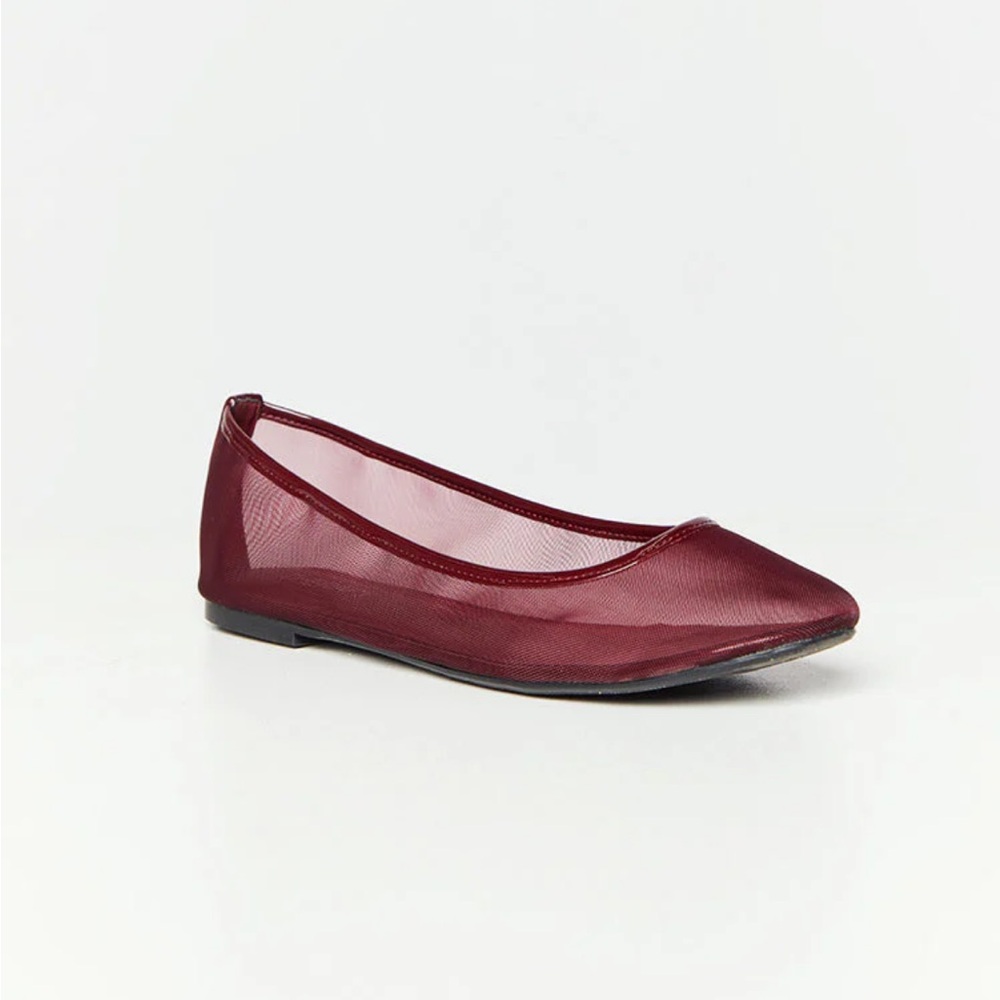 Cherry red mesh ballet flats